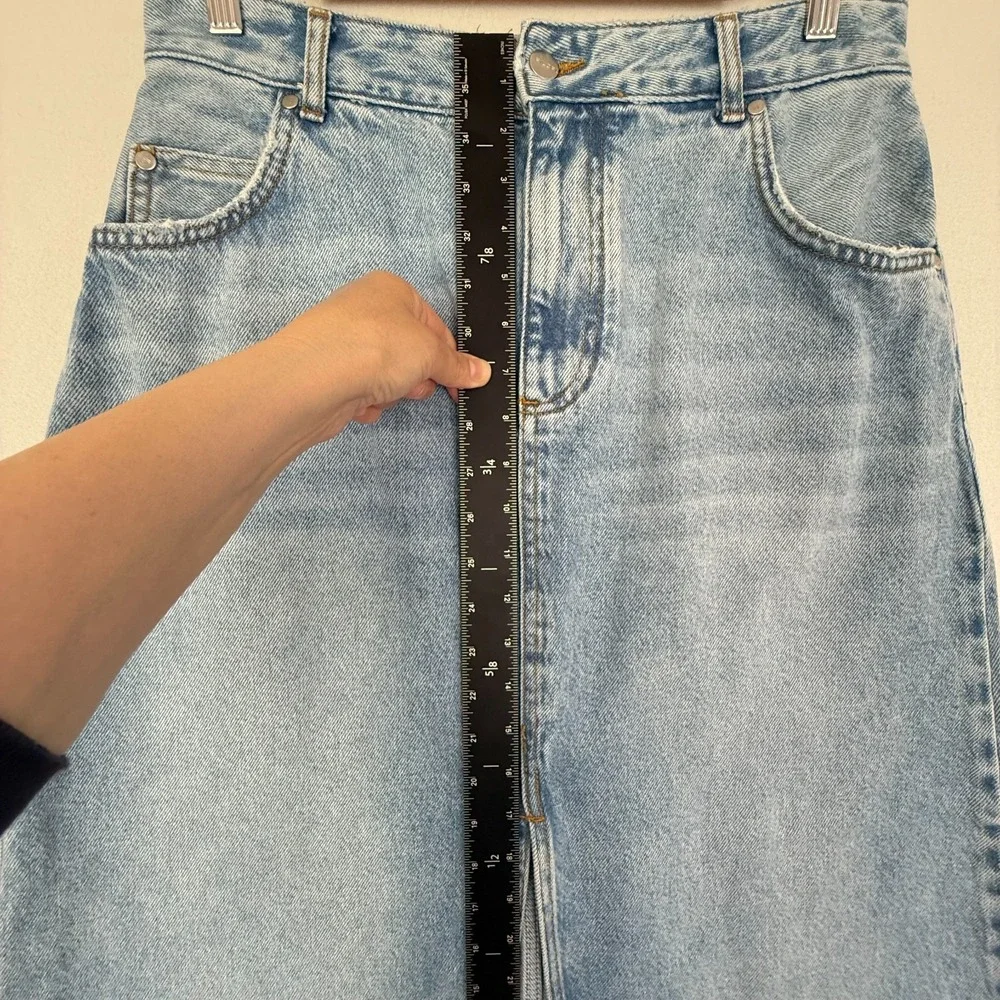 Anthropologie Pilcro Madi Women's 12 Front Slit Denim Maxi Skirt Light Wash Y2K